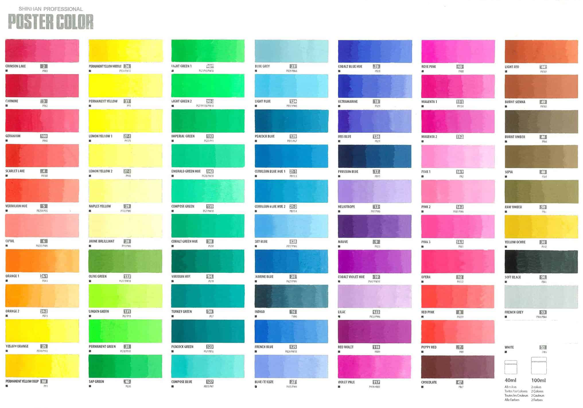 چارت-رنگ-گواش-شین-هان-40-میل