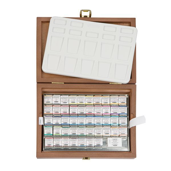 wooden-box-watercolor-horadam-schmincke-avec-48-demi-godets-palette-en-porcelaine