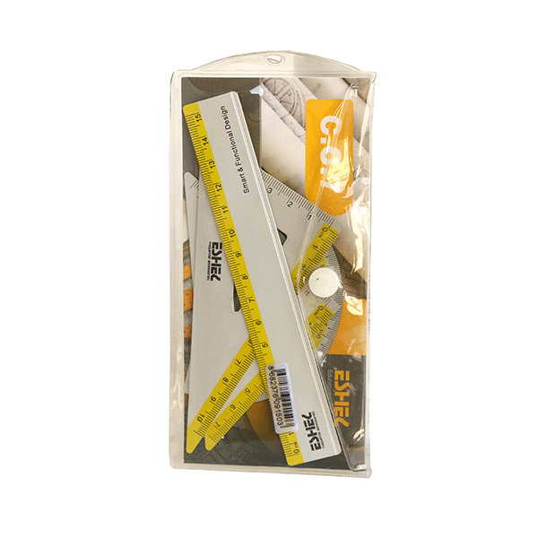 ست خط کش و گونیای اشل(فلزی)