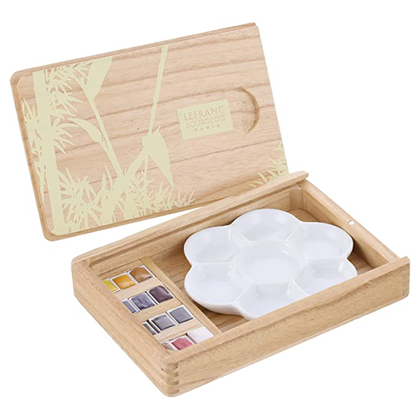 ست آبرنگ 12 عددی جعبه چوبی ال بی