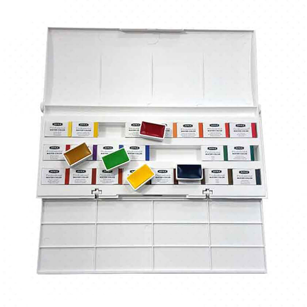 آبرنگ جعبه پلاستیکی افرا (24 رنگ)