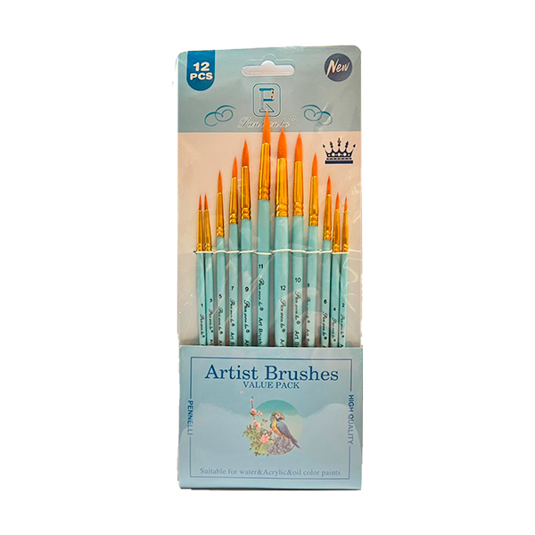 ست قلمو سرگرد پاستلی 12 عددی