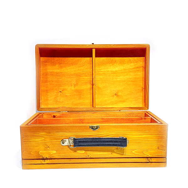 کیف جعبه رنگ و ابزار چوبی دو طبقه