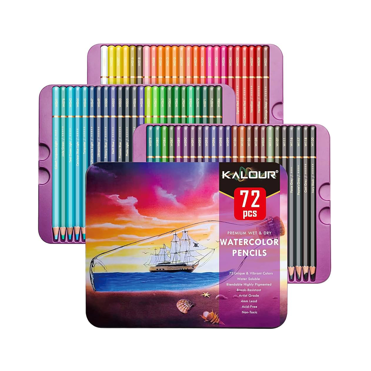 مداد آبرنگی 72 رنگ KALOUR
