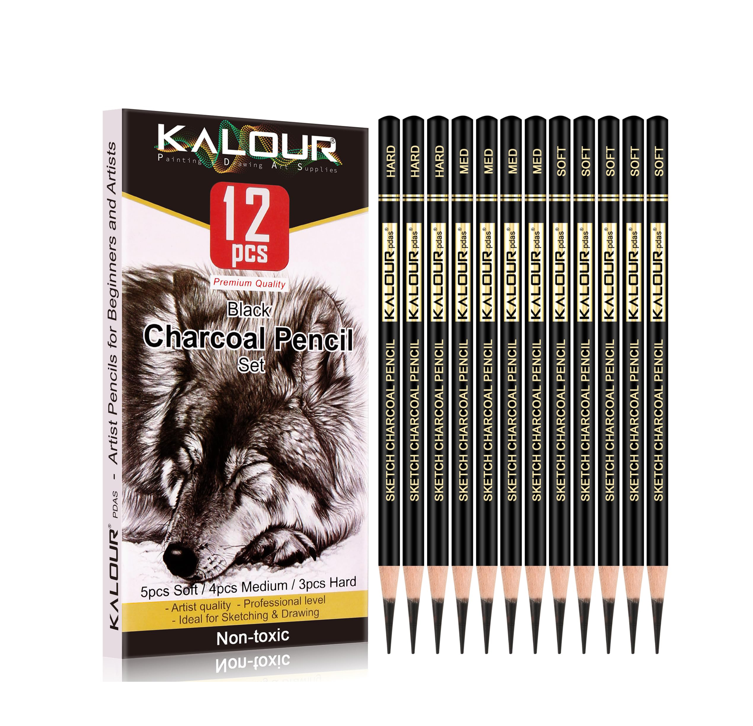 ست 12 عددی مداد کنته مشکی KALOUR