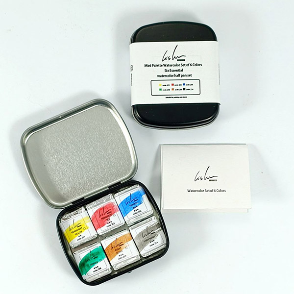 آبرنگ کیشار جعبه فلزی (پک مسافرتی) 6 رنگ