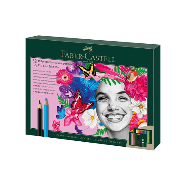 ست 40 تکه فابرکاستل (32 مداد پلی کروم + 6 مداد پیت گرافیت) کد 210053