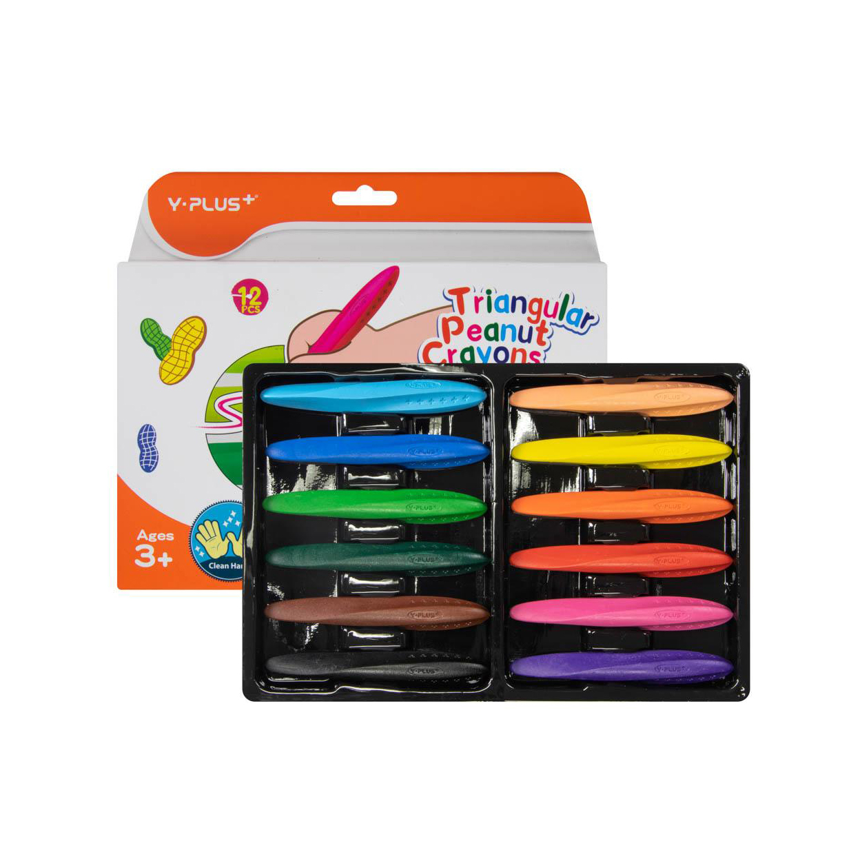 پاستل 12 رنگ (طرح بادام زمينی) Y-PLUS