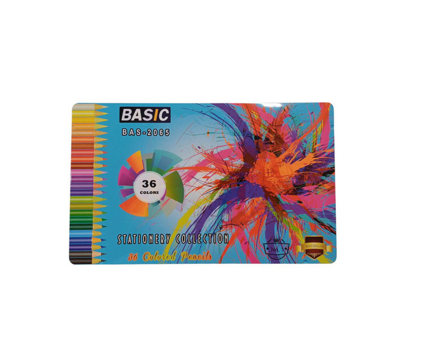 مداد رنگی 36 رنگ جعبه فلزی BASIC