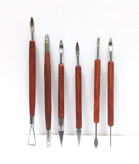 ابزار و اسپاتول دسته چوبی 6 عددی