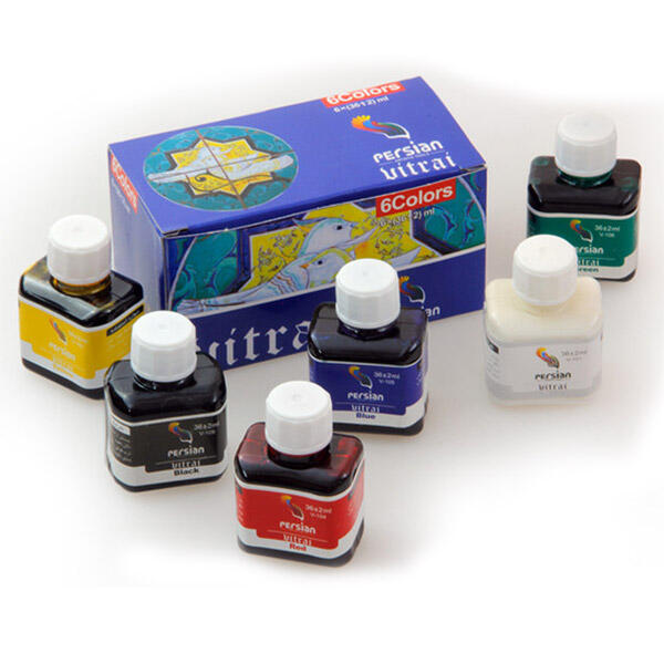 ست رنگ شیشه پایه تینر پرشین  (7 عددی) 6 رنگ 40 میل