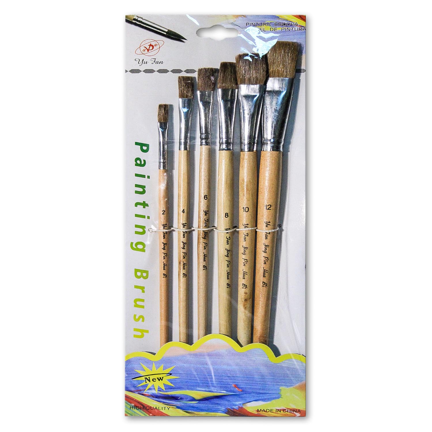 ست قلمو سرتخت دسته چوبی(6 عددی)