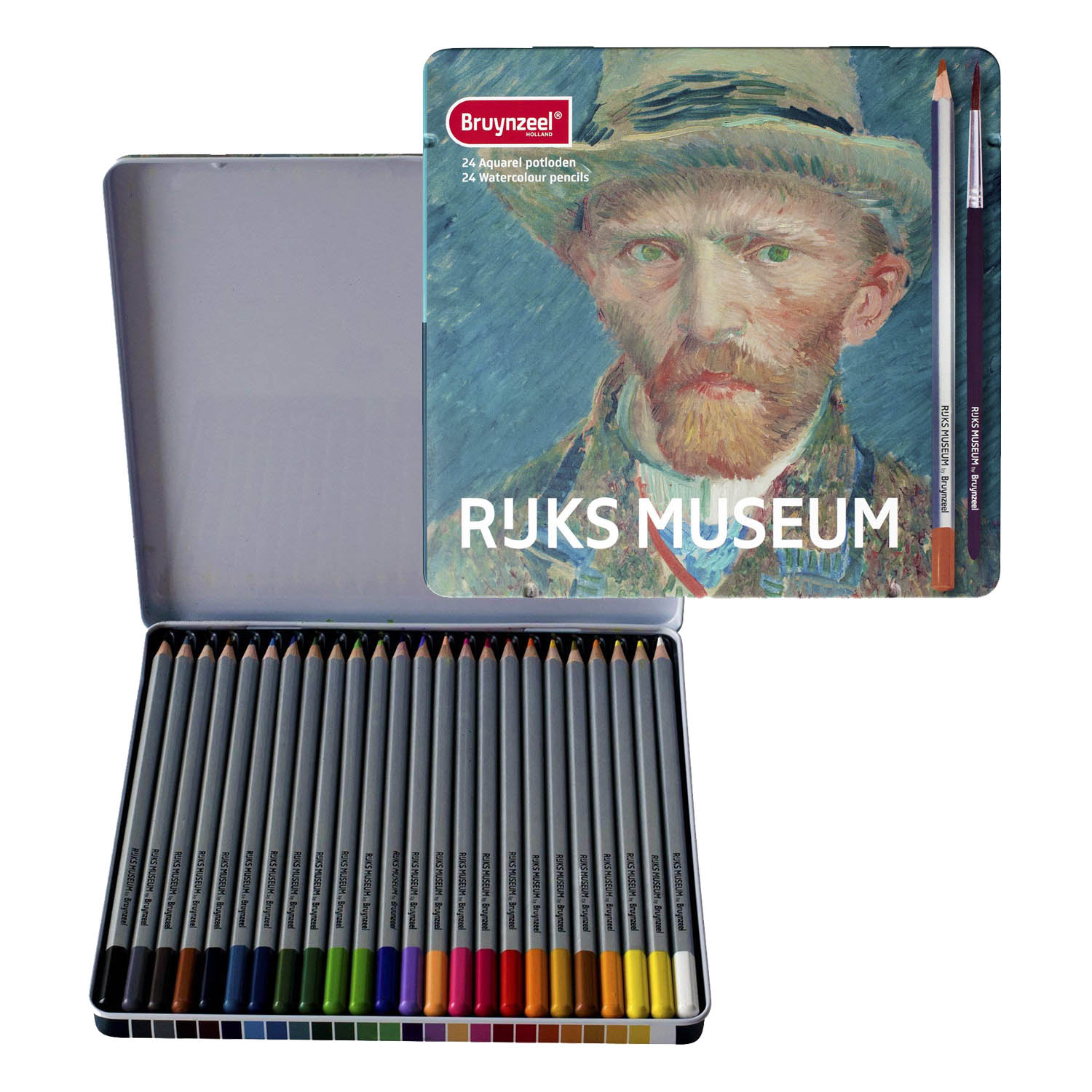 مداد آبرنگی نیمه حرفه ای برونزیل طرح موزه(24 رنگ)