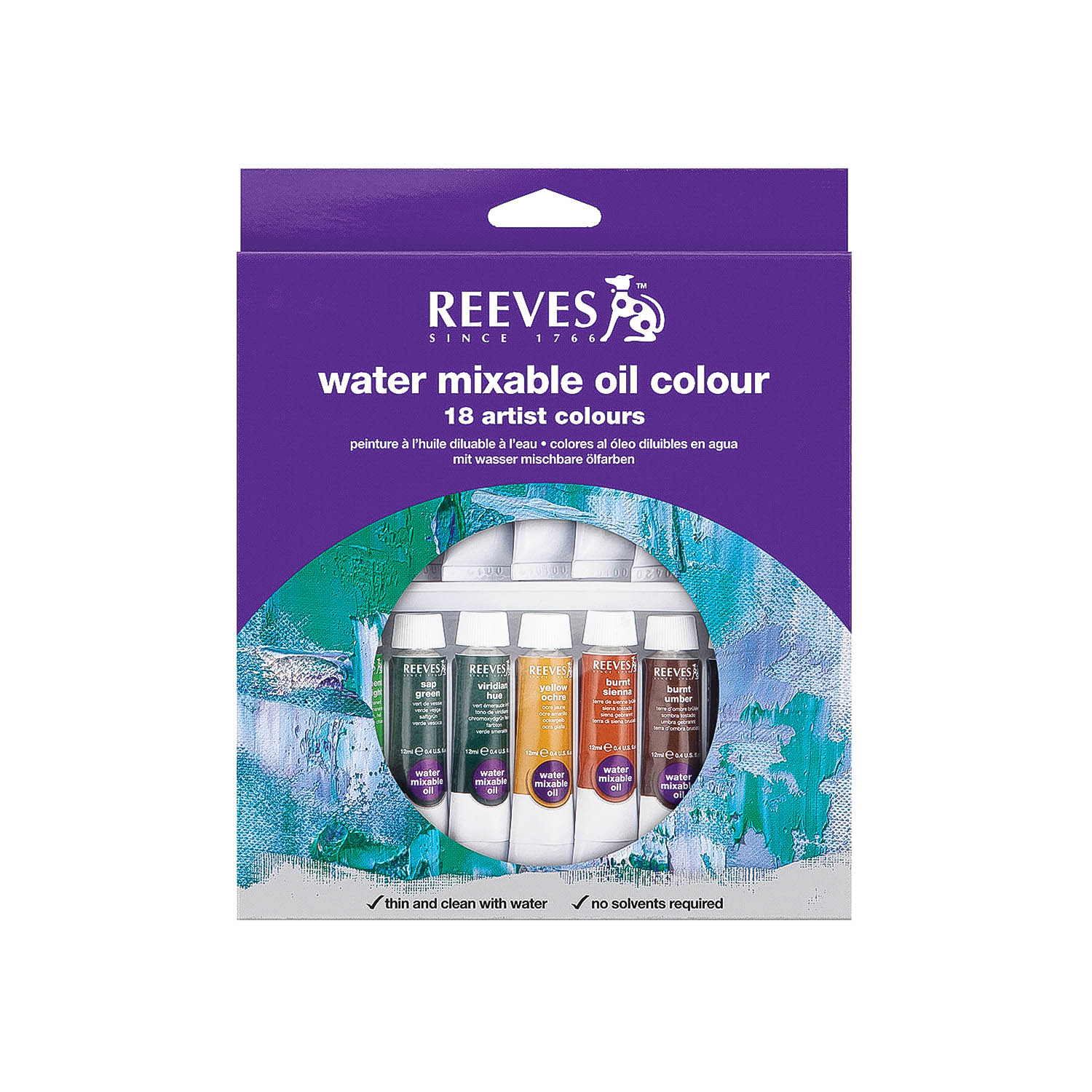 ست رنگ روغن واتر میکسبل ریوز(18 رنگ)